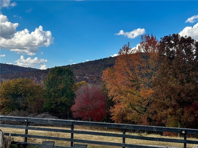 property view of mountains featuring a view of trees
