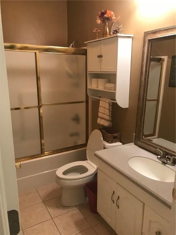 258B Vista, Mount Ida, AR 71957 - bathroom featuring tile patterned floors, shower / bath combination with glass door, vanity, and toilet