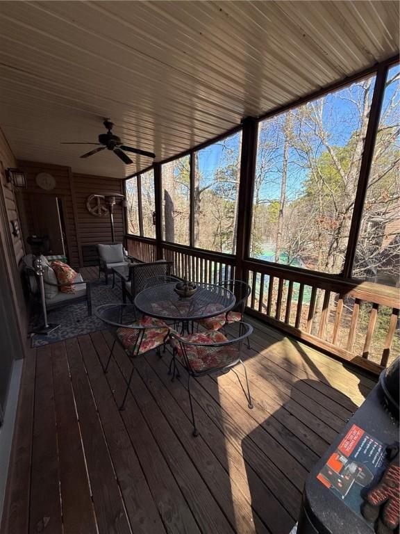 258B Vista, Mount Ida, AR 71957 - wooden deck featuring ceiling fan