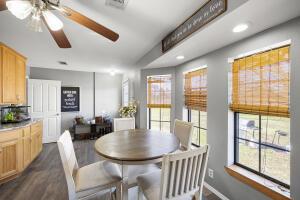 15515 Ar-105, Hector, AR 72843 - dining space featuring a ceiling fan, visible vents, recessed lighting, dark wood-style flooring, and baseboards