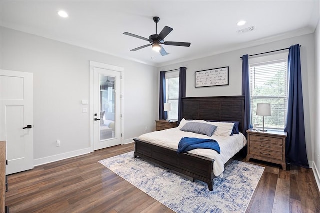 251 Kordsmeier Ln, Morrilton, AR 72110 - bedroom with multiple windows, dark wood-style floors, baseboards, and recessed lighting