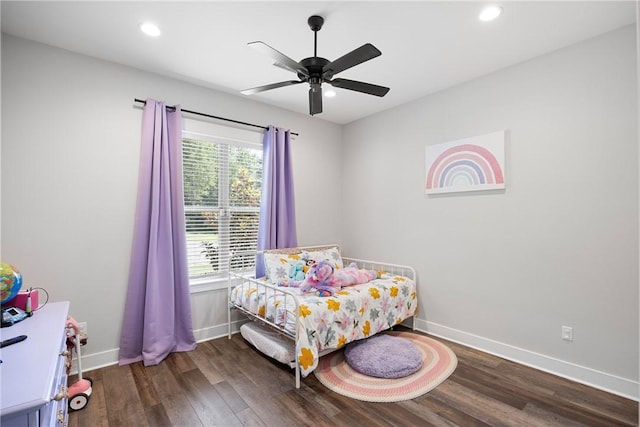 251 Kordsmeier Ln, Morrilton, AR 72110 - bedroom featuring wood finished floors, baseboards, recessed lighting, and ceiling fan