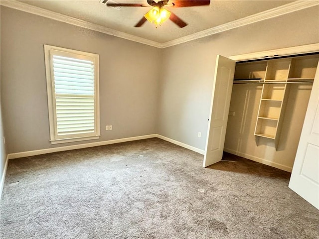 335 Point W, Conway, AR 72034 - unfurnished bedroom featuring a closet, baseboards, crown molding, and carpet