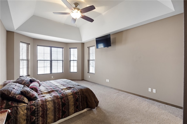 279 Eagle Cove Rd, Lamar, AR 72846 - carpeted bedroom with a raised ceiling, baseboards, and ceiling fan