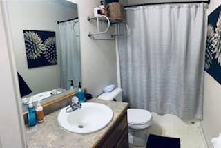 130 Willow Creek Dr, Dardanelle, AR 72834 - full bath featuring toilet, vanity, and a shower with shower curtain
