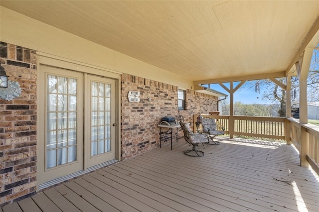 deck featuring french doors