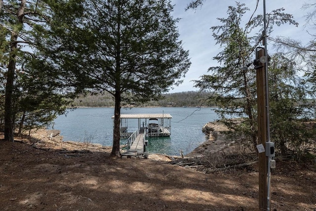 view of dock featuring a water view