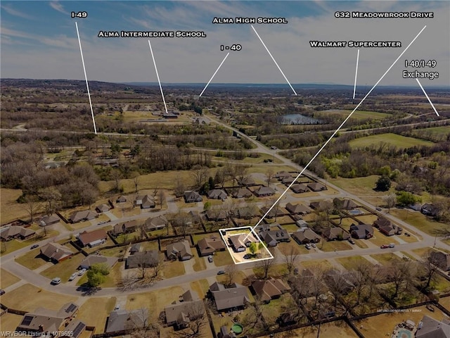 aerial view featuring a residential view