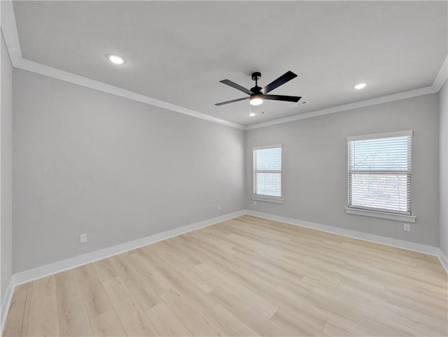 6 Osborne Ln, Bella Vista, AR 72715 - unfurnished room featuring ornamental molding, light wood-style floors, ceiling fan, recessed lighting, and baseboards