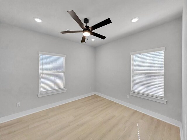6 Osborne Ln, Bella Vista, AR 72715 - unfurnished room featuring a ceiling fan, recessed lighting, light wood-style flooring, and baseboards