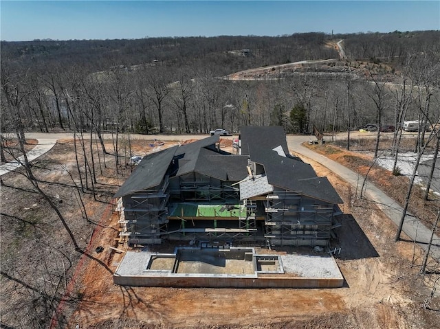 aerial view with a forest view
