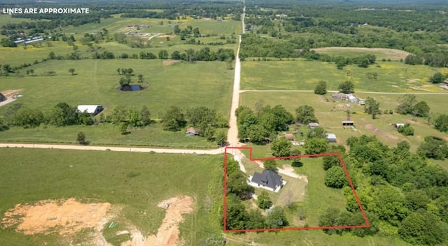 13040 Seba Rd, Centerton, AR 72719 - aerial view of sparsely populated area with property parcel outlined