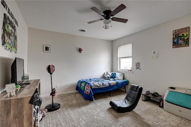 1801 Cash St, Neosho, MO 64850 - carpeted bedroom with visible vents, baseboards, and a ceiling fan