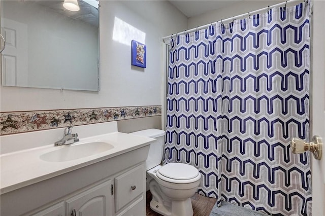 1801 Cash St, Neosho, MO 64850 - bathroom with toilet, curtained shower, and vanity