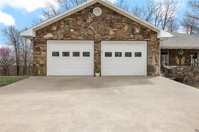 1120 County Road 6012, Berryville, AR 72616 - exterior space featuring stone siding, a shingled roof, and a garage