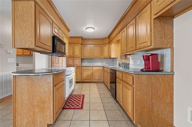 1120 County Road 6012, Berryville, AR 72616 - kitchen with decorative backsplash, visible vents, black appliances, and light tile patterned floors