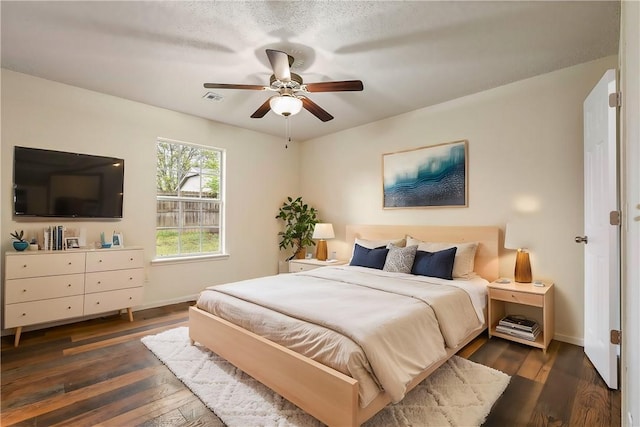 4292 W Beaver Ln, Fayetteville, AR 72704 - bedroom with hardwood / wood-style floors, baseboards, and ceiling fan