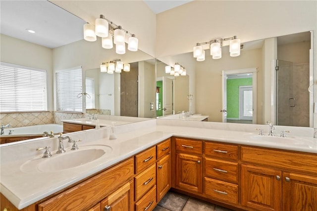 11992 Cripps Rd, Gentry, AR 72734 - full bath featuring double vanity, a sink, and a shower stall