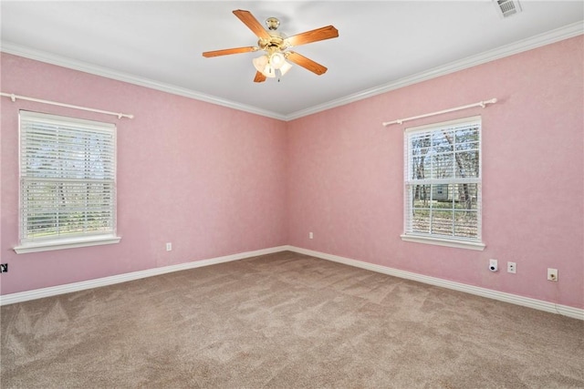 11992 Cripps Rd, Gentry, AR 72734 - carpeted empty room featuring a ceiling fan, crown molding, and a wealth of natural light