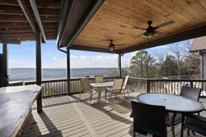 1053 Tucker Mountain Rd, Dover, AR 72837 - deck with outdoor dining space and a ceiling fan