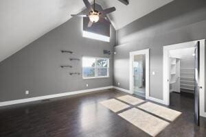 1053 Tucker Mountain Rd, Dover, AR 72837 - unfurnished bedroom with wood finished floors, baseboards, and lofted ceiling