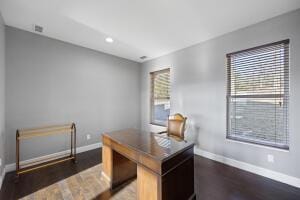 1053 Tucker Mountain Rd, Dover, AR 72837 - office space featuring baseboards, plenty of natural light, and wood finished floors