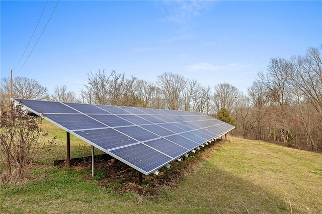 view of property exterior with ground mounted solar panels