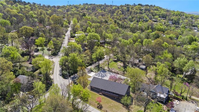 617 N Fallin Ave, Fayetteville, AR 72701 - birds eye view of property featuring a wooded view