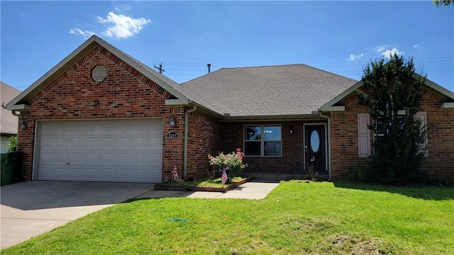 3210 S 3rd St, Rogers, AR 72758 - single story home featuring brick siding, driveway, a garage, a front yard, and roof with shingles