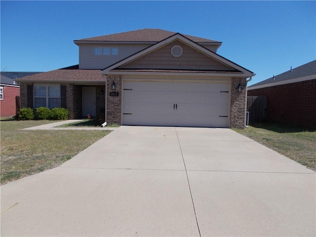 6527 Huntington Ct, Fort Smith, AR 72916 - traditional home with a front lawn, driveway, an attached garage, and brick siding