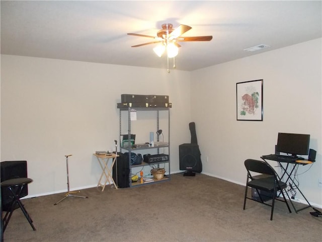 6527 Huntington Ct, Fort Smith, AR 72916 - carpeted office with a ceiling fan, baseboards, and visible vents