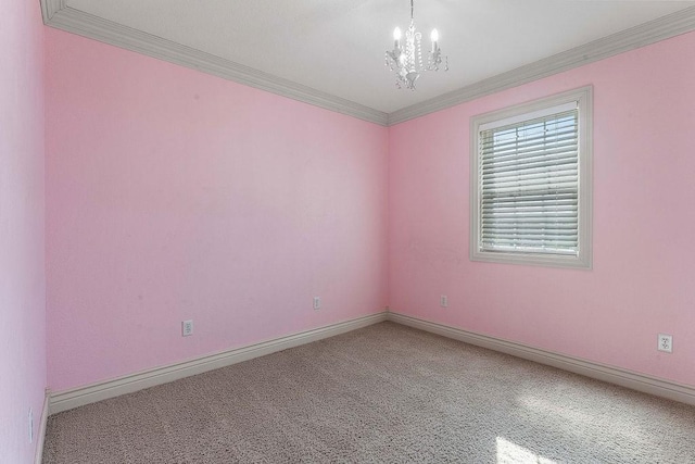188 Lonestar Rd, Anderson, MO 64831 - carpeted spare room with a chandelier, ornamental molding, and baseboards