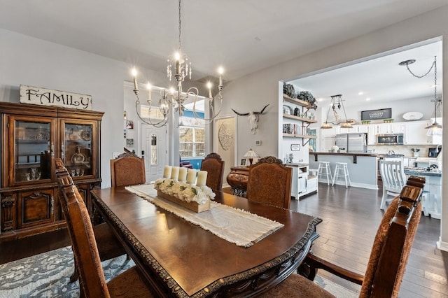 6628 Bernice Ave, Springdale, AR 72762 - dining room featuring dark wood finished floors and a chandelier