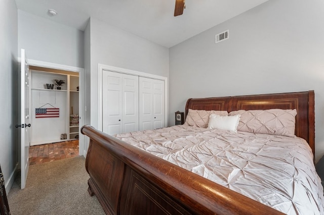6628 Bernice Ave, Springdale, AR 72762 - bedroom featuring a closet, carpet flooring, and ceiling fan