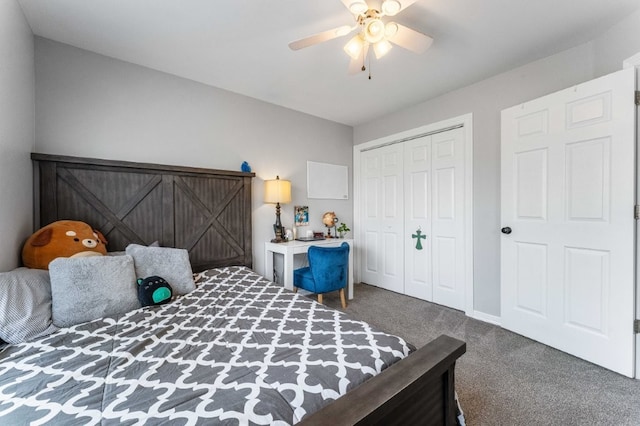 6628 Bernice Ave, Springdale, AR 72762 - bedroom with carpet, a closet, and a ceiling fan