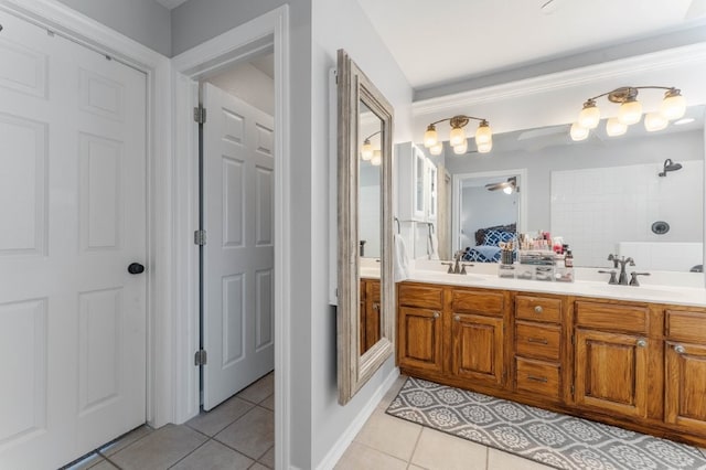 6628 Bernice Ave, Springdale, AR 72762 - ensuite bathroom featuring tile patterned flooring, double vanity, and a tile shower