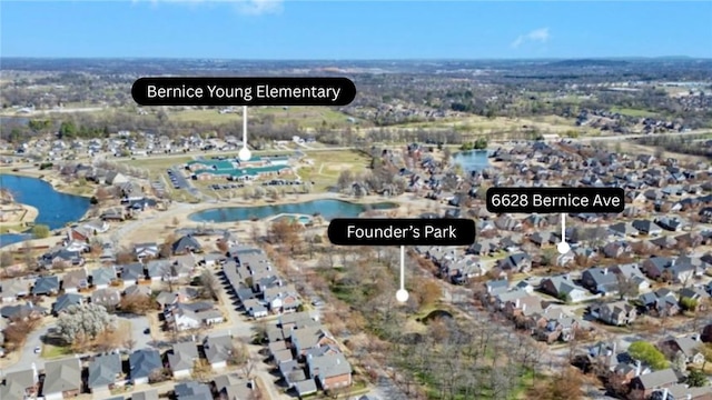 6628 Bernice Ave, Springdale, AR 72762 - aerial view of property's location with a nearby body of water and nearby suburban area