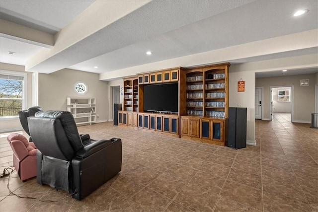 17793 Bluffview Dr, Springdale, AR 72764 - living room with recessed lighting and dark tile patterned flooring