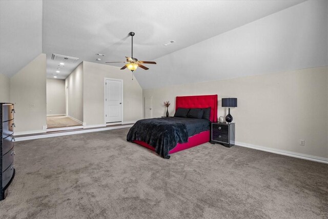 17793 Bluffview Dr, Springdale, AR 72764 - bedroom with lofted ceiling, carpet flooring, and ceiling fan