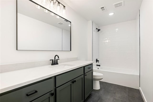 730 N 5th St, Rogers, AR 72756 - bathroom with vanity, bathing tub / shower combination, tile patterned floors, and recessed lighting