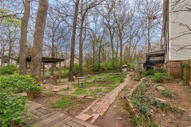 view of yard featuring fence