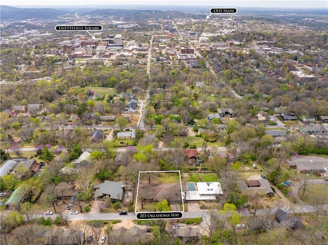 203 N Oklahoma Way, Fayetteville, AR 72701 - aerial perspective of suburban area with property boundaries highlighted