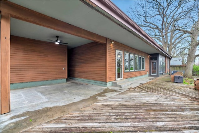 203 N Oklahoma Way, Fayetteville, AR 72701 - wooden deck with ceiling fan