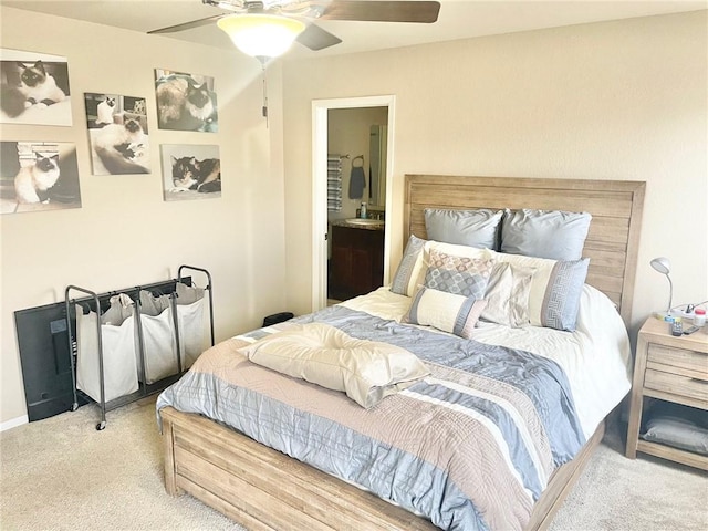 817 Evans Cir, Bentonville, AR 72713 - bedroom featuring ensuite bathroom, a ceiling fan, and carpet floors