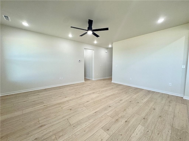 4903 SW Wakanda St, Bentonville, AR 72713 - spare room featuring a ceiling fan, recessed lighting, and light wood-type flooring