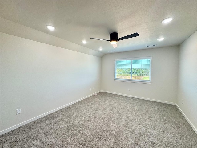 4903 SW Wakanda St, Bentonville, AR 72713 - empty room featuring a ceiling fan, carpet, and recessed lighting