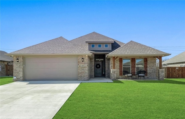 2405 Armstrong Ln, Pea Ridge, AR 72751 - view of front facade featuring an attached garage, driveway, brick siding, and a shingled roof
