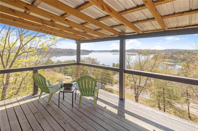 21413 Lakeview Dr, Garfield, AR 72732 - wooden terrace with a water view