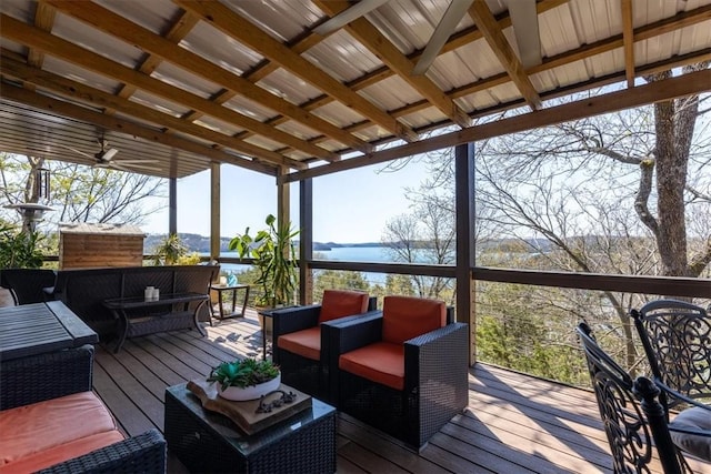 21413 Lakeview Dr, Garfield, AR 72732 - deck featuring a water view and outdoor lounge area