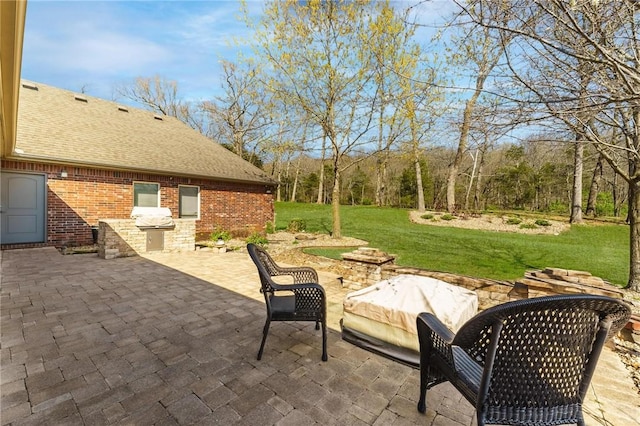 view of patio featuring exterior kitchen